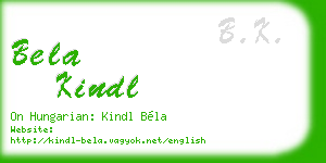 bela kindl business card